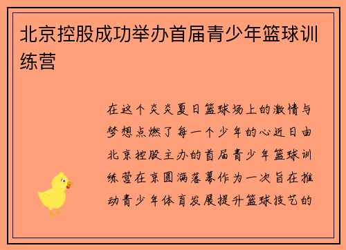 北京控股成功举办首届青少年篮球训练营
